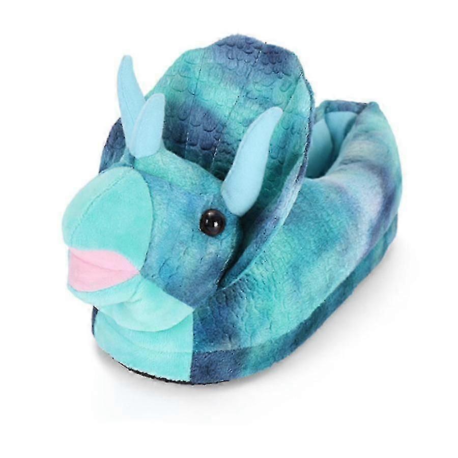 Unisex Triceratops Plush Slippers, Pink, Adult Sizes 35-44