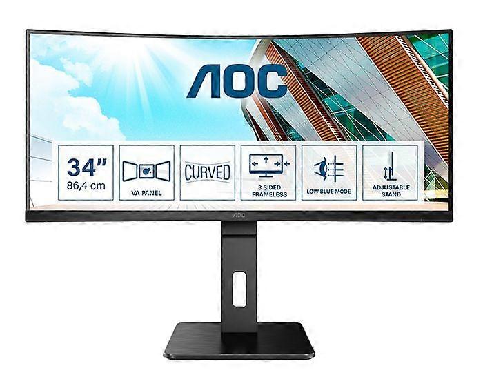 AOC CU34P2A 86 cm (34 Zoll) Curved-Monitor (HDMI, DisplayPort, USB-Hub, 3440 x 1440 px, 100 Hz, FreeSync) schwarz