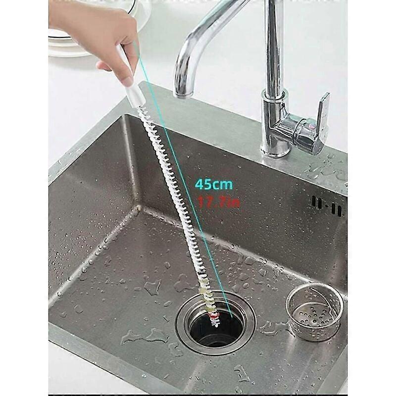 Chrome Finish Pipe Cleaner Snake, Bendable Sink Drain Brush, Efficient Clog Removal
