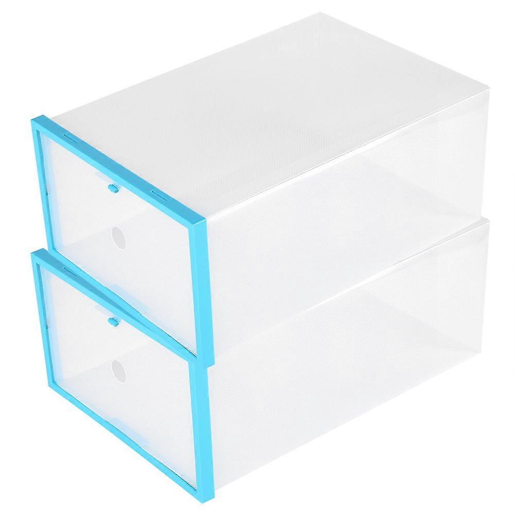 Clear Foldable Plastic Drawer Shoe Storage Case Stackable Box Organizer Blue