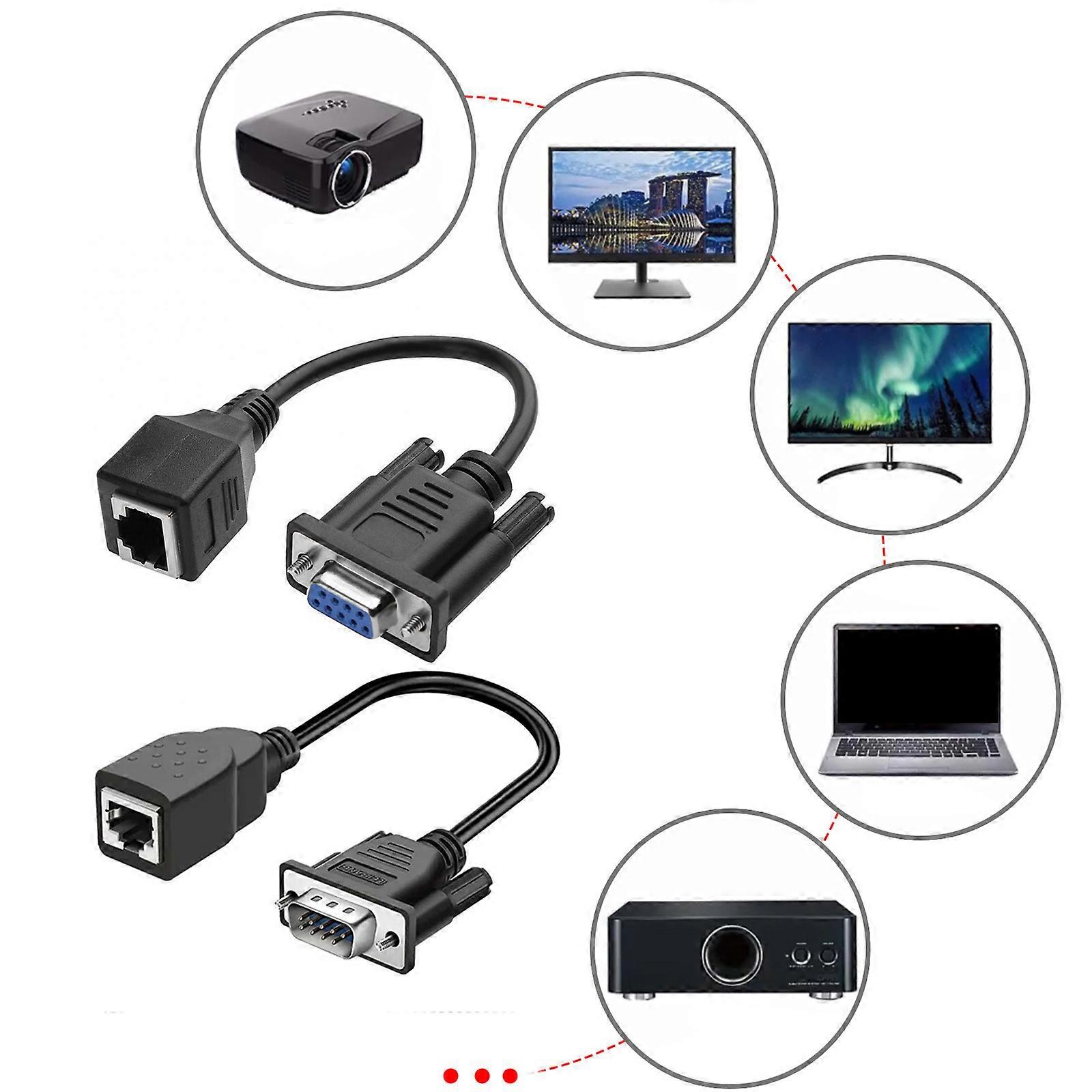 Versatile DB9 Female/Male to RJ45 Extension Cable for Various Applications Enjoy Greater Flexible and User Friendly