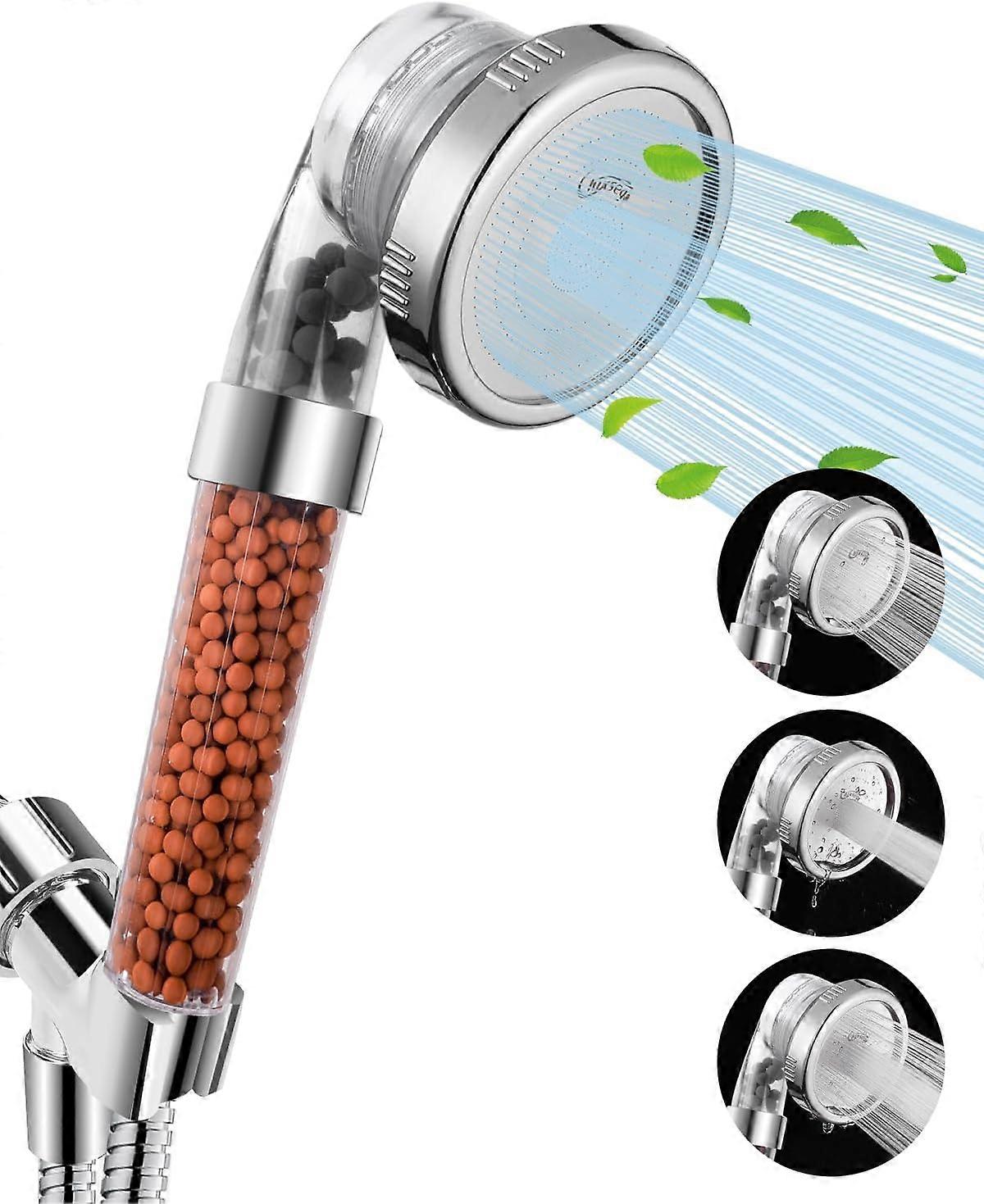 Filtered High Pressure Handheld Shower Head with 3 Modes for Dry Hair and Skin, Adjustable Water Spray Softener