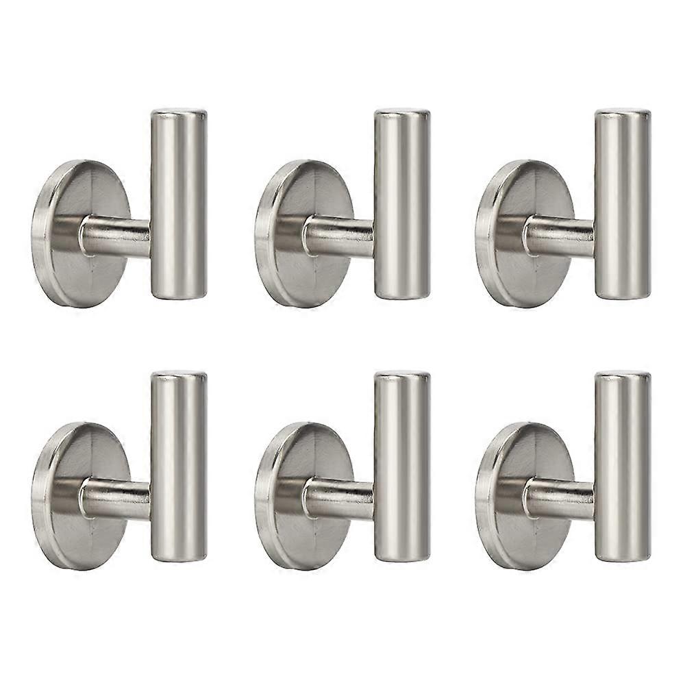 Brushed Satin Nickel Towel Hooks 6 Pack for Bathroom Storage, Wall-Mounted, Rust-Resistant, Modern Style