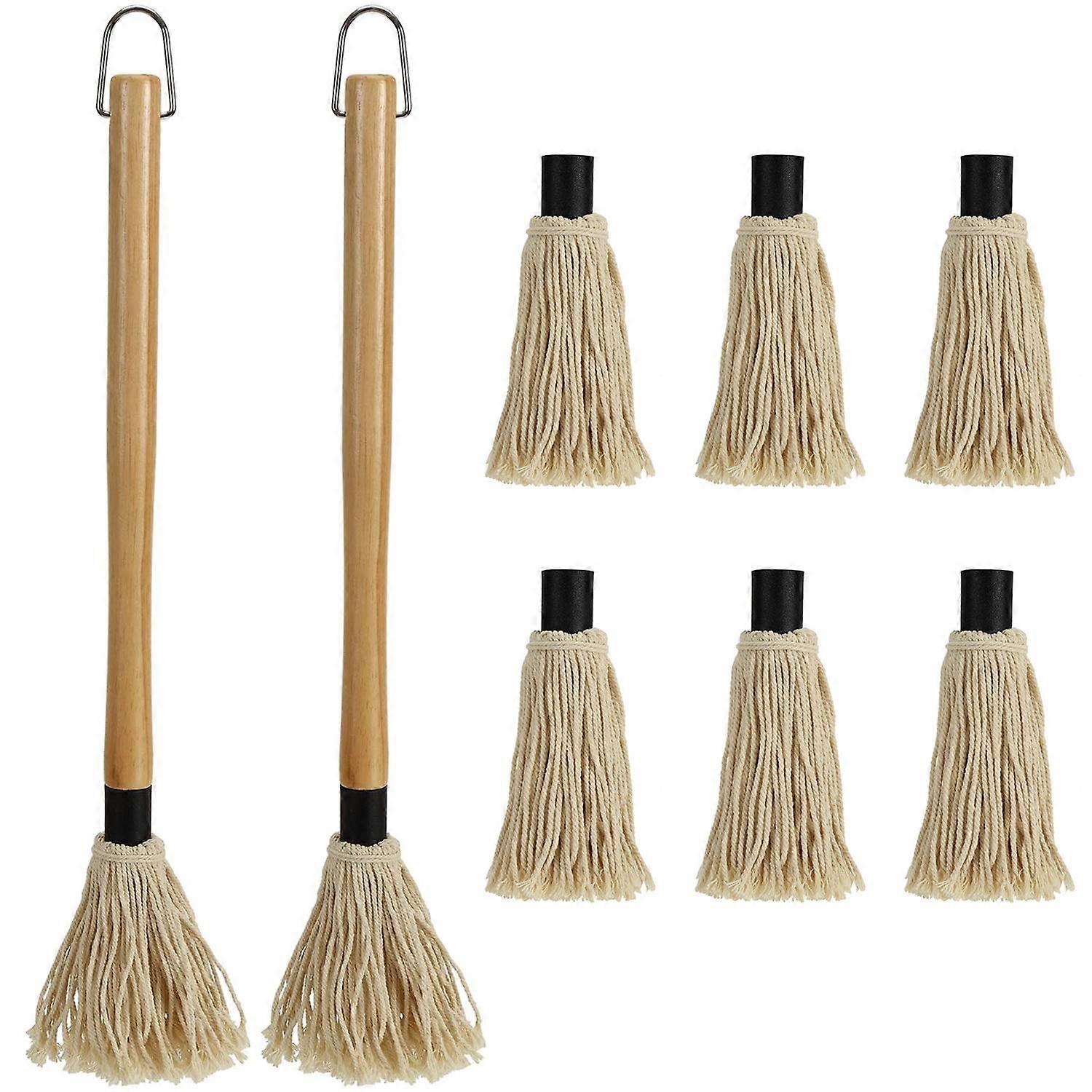 2 Pack BBQ Basting Mop Set for Grilling and Smoking, 18.2 Inch Long Durable Brush for Meat and Steak