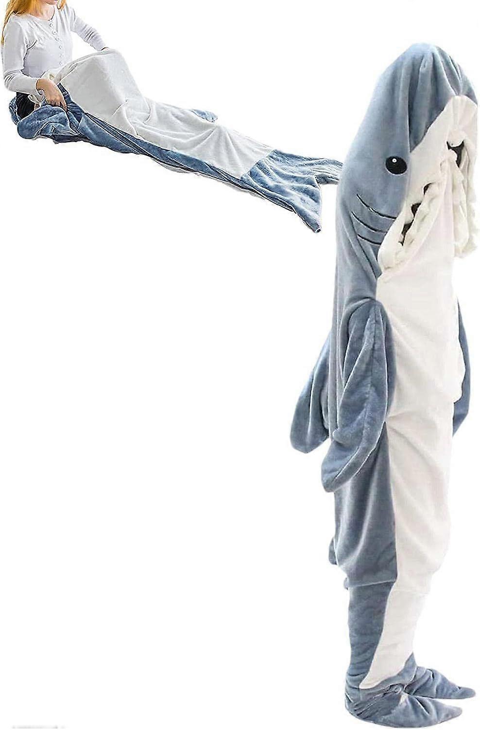 Koc Onesie, Koc Shark Super Soft, Koc do noszenia Shark, Przytulny flanelowy koc do noszenia dla dzieci i dorosłych