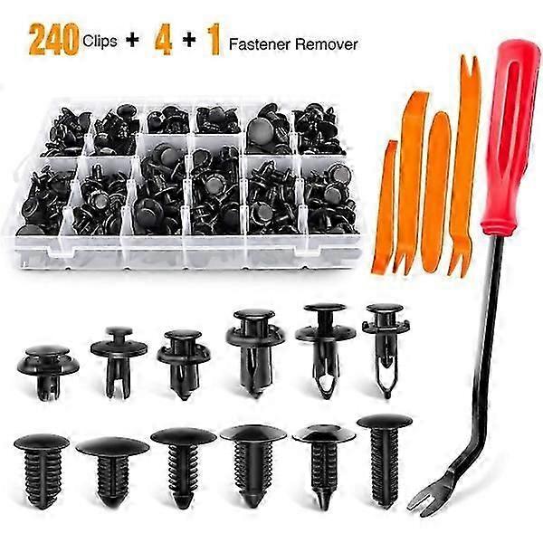 240 Pcs Bumper Retainer Clips Car Plastic Rivets Fasteners Push Retainer Kit Most Popular Sizes Auto Push Pin Rivets Set