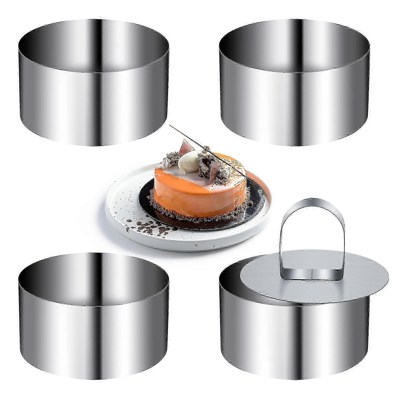 4pcs Stainless Steel Mini Cake Ring Molds 8cm Diameter