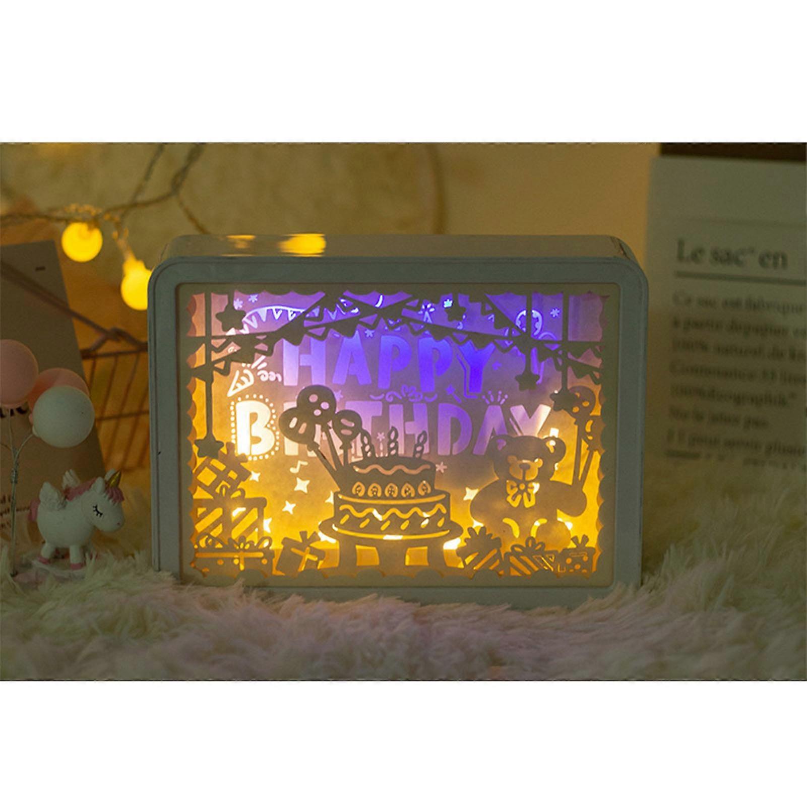 Papercut Light Box Soft Warm Light Romantic USB Battery Powered 3D Paper Carving Lamp for Bedroom Office Party Type 4 (Manual Switch) 