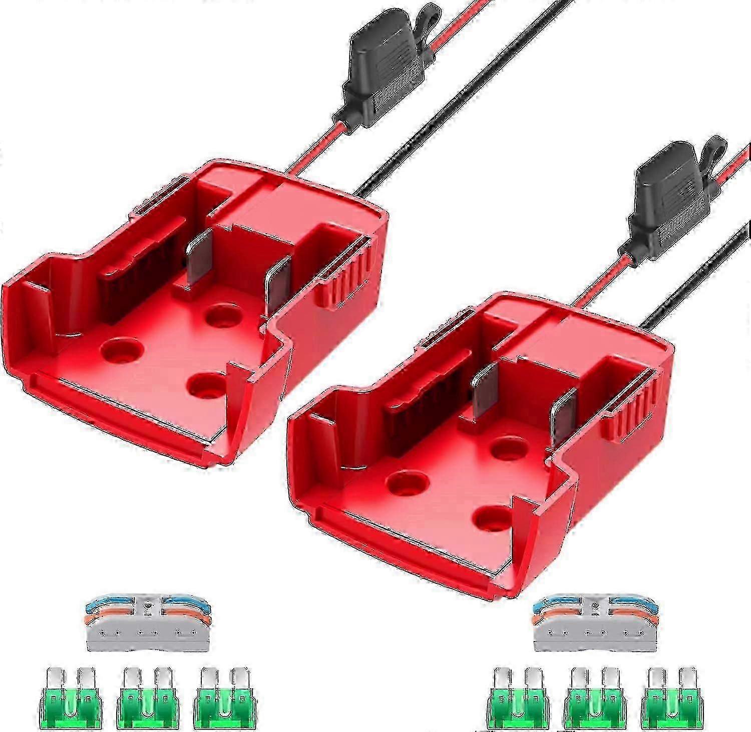 2-Pack Power Wheel Adapter for Milwaukee M18 Battery 18V Converter with Fuses and Wire Terminals