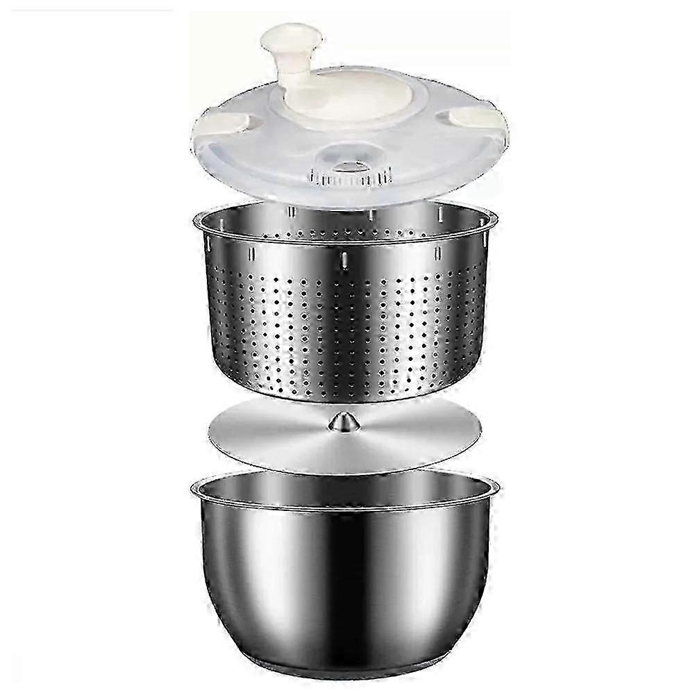 6L Spinner σαλάτας Μεγάλο πλυντήριο λαχανικών ανοξείδωτου με το καπάκι PP για τα ζυμαρικά πλυντηρίων φρούτων &το στεγνωτήριο σαλάτας Spinner πατατών τηγανητών πατατών