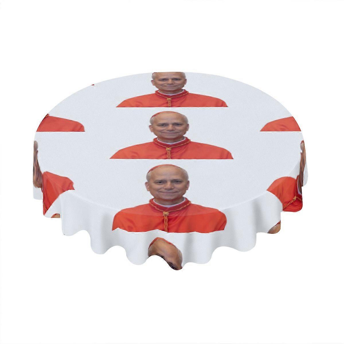 Pope Leo Xiv Print Round Tablecloth Costume Set Product 152152Cm Plain Weave Wool With Detailed Accessories For Theme Events For Everyday Use