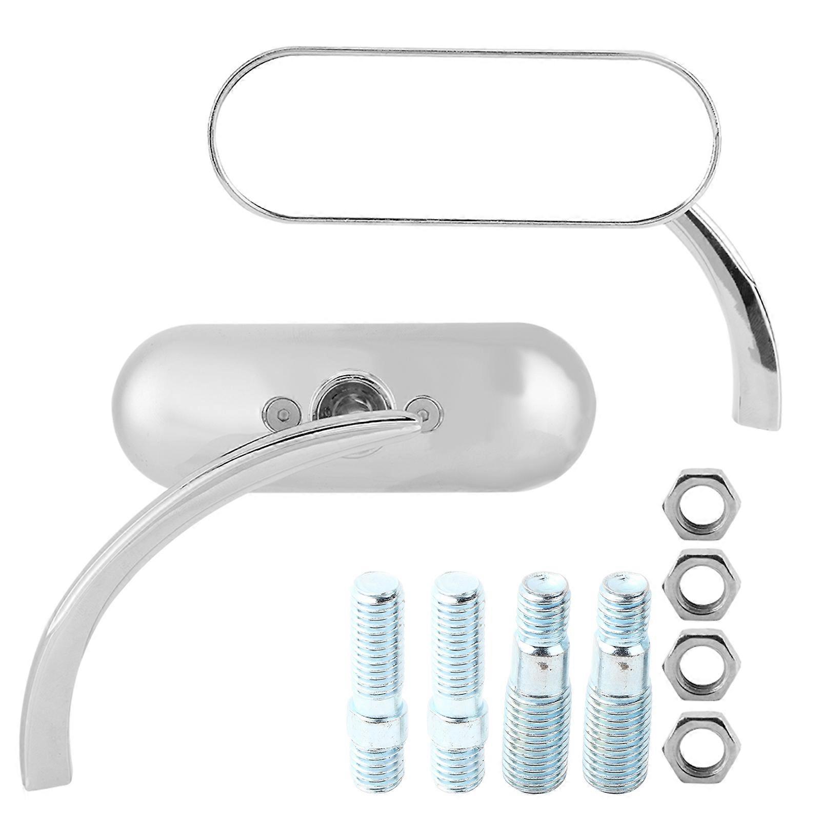 2pcs Universal Oval Rearview Side Mirror Electrosilvering for Motorcycles with 8mm/0.3in 10mm/0.4in Thread Hole