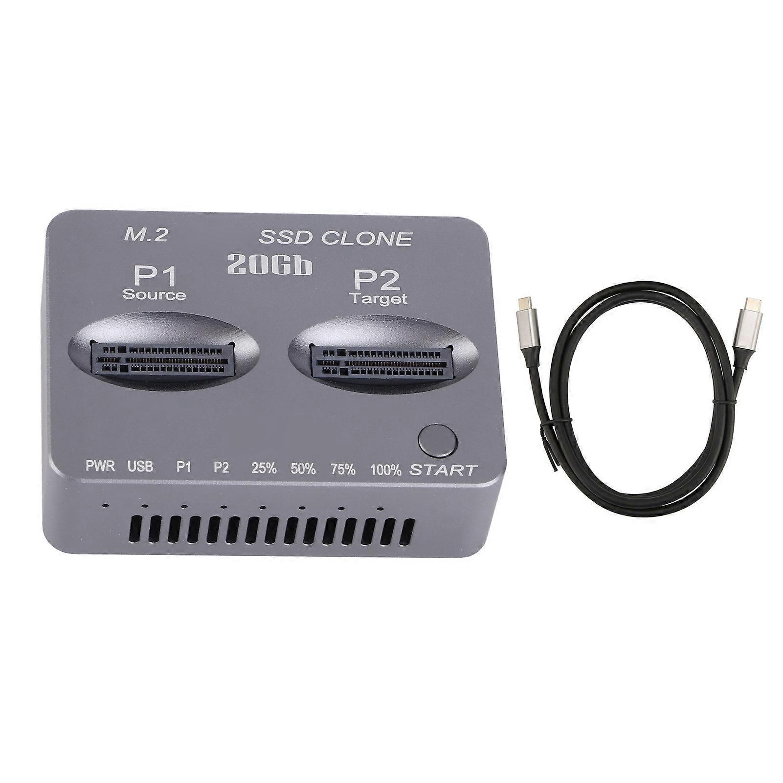 M.2 NVMe SATA Docking Station USB 3.2 TYPE C Gen2 X 20Gbps Dual Bay Offline Clone Docking Station