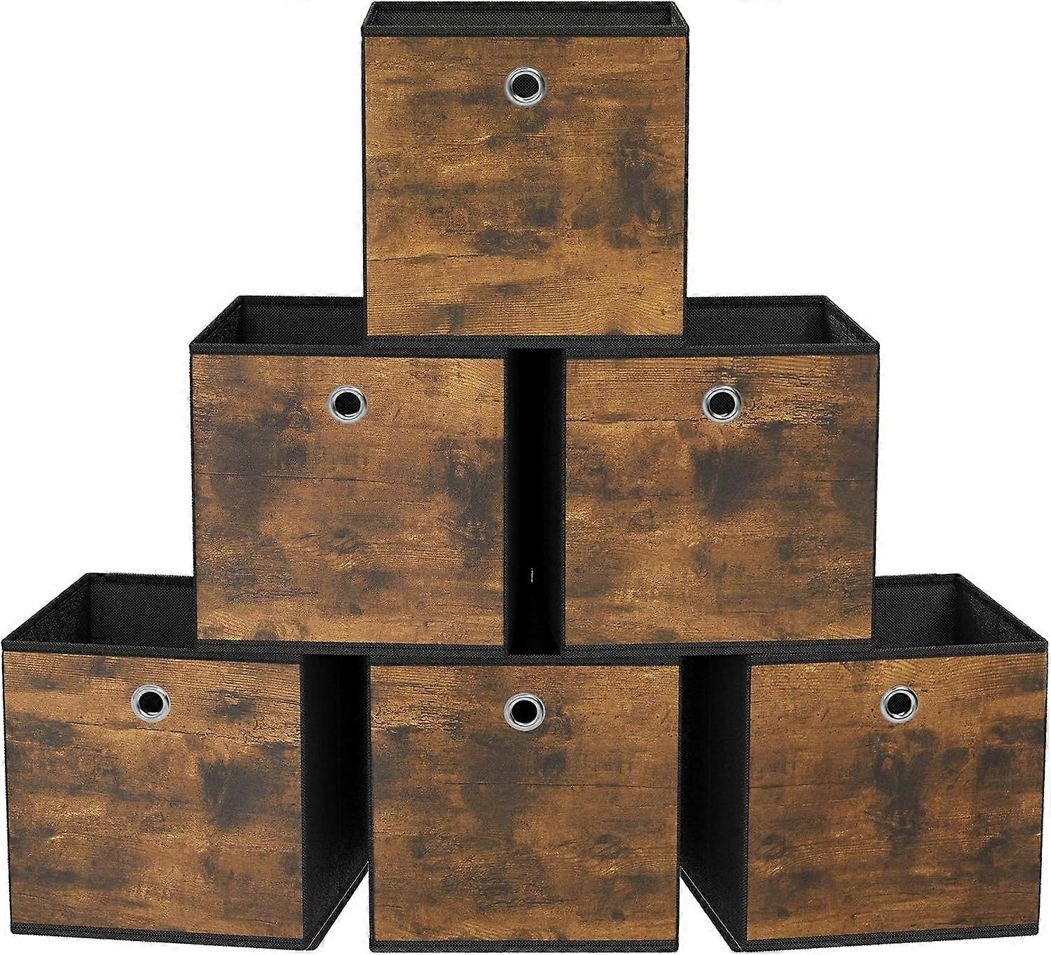 Storage Cubes, Set of 6 Storage Bins with Handle, Oxford Fabric and Non-Woven Fabric Storage Boxes, 26 x 26 x 28 cm, Fit Cube Storage Unit, Foldable,