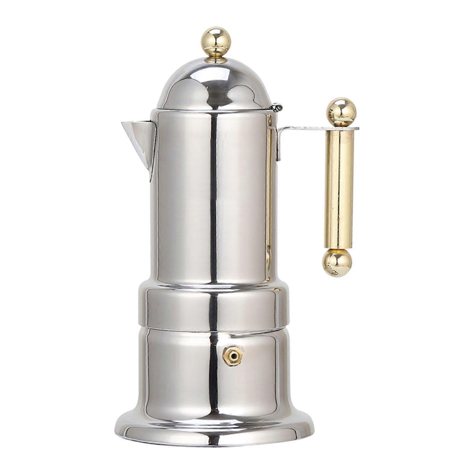 Stainless Steel Mokas Coffee Maker with Safety Release Valves Rusts Resistant Ergonomic Handle Espresso Brewing Pot