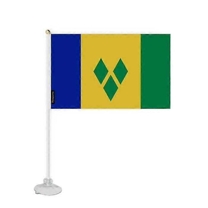 Flag - Saint Vincent and the Grenadines - 14 x 21 cm - Durable polyester - Suction cup included - Double-sided