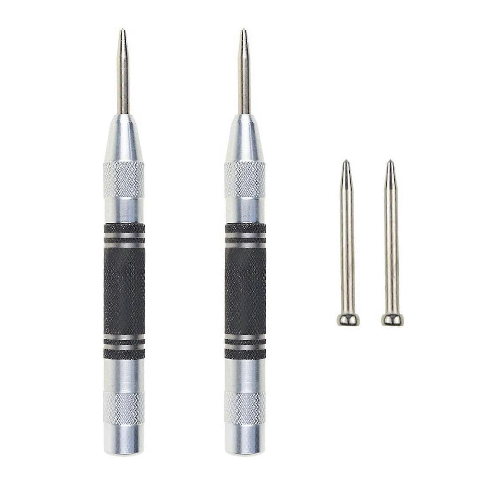 2Pcs Heavy Duty Automatic Center Punch Hardened Steel Automatic Center Punch for Metal for Machinist Adjustable Spring