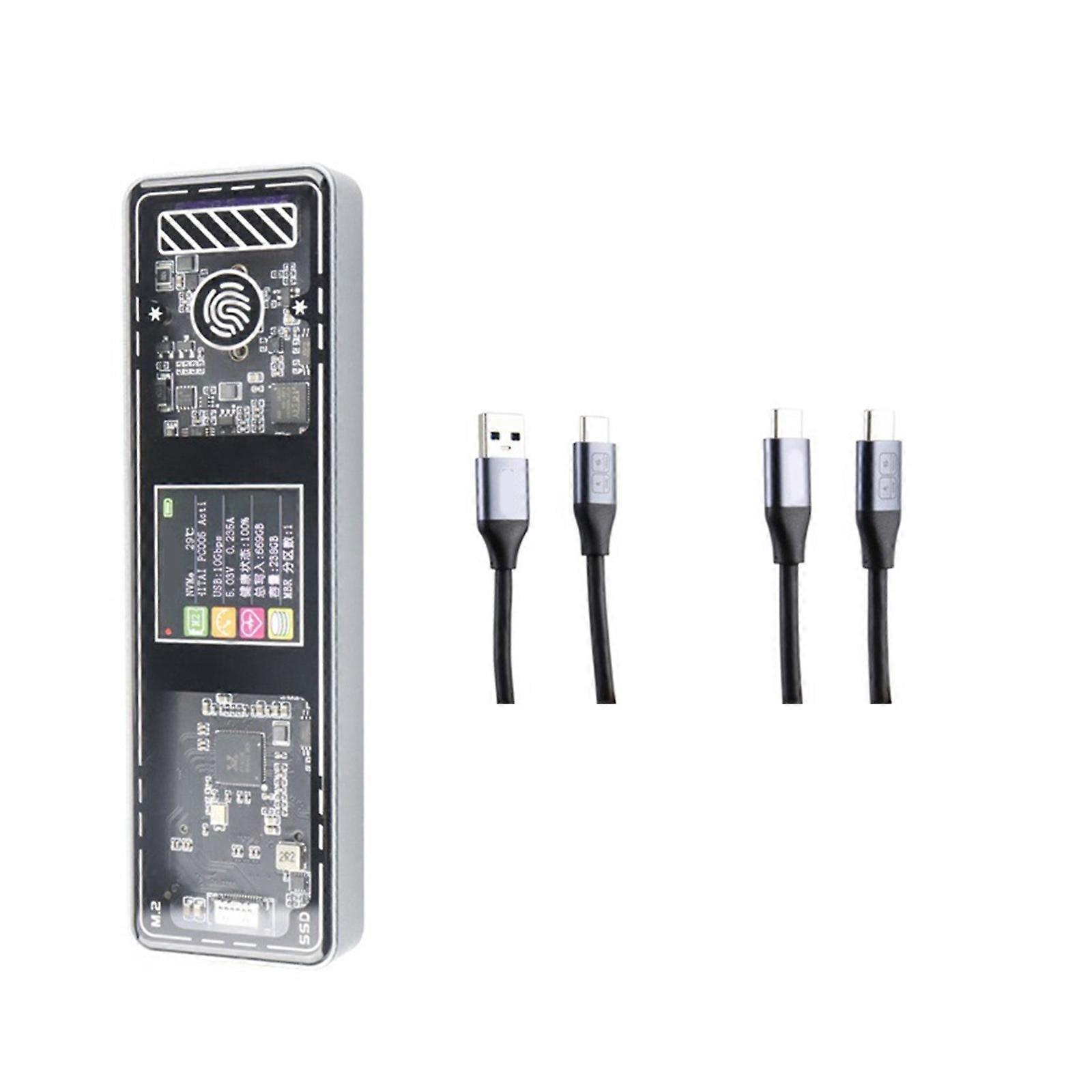 M.2 NVMe/NGFF SSD Enclosure USB 3.2 Gen2 External M.2 Adapter Case Touch Control Visual for 2280 2242 2230