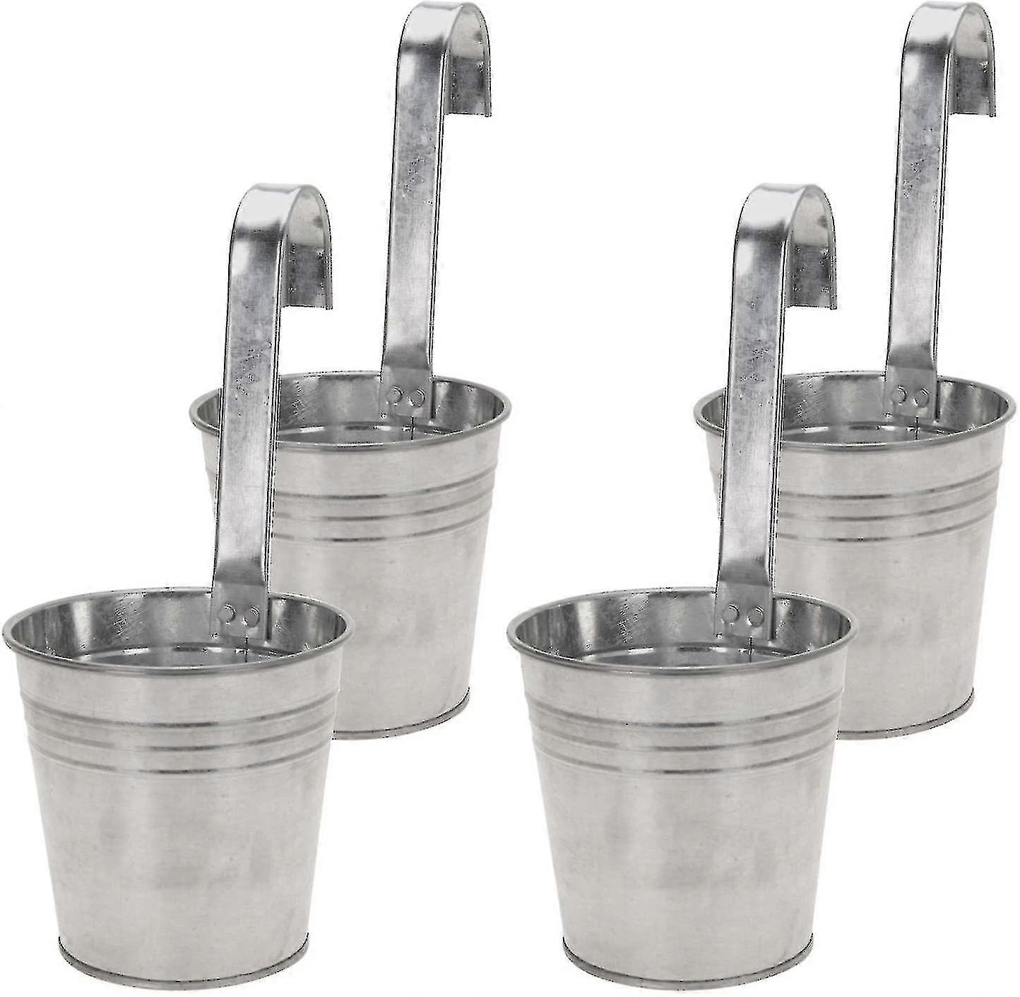 バルコニー用吊り下げ植木鉢4個 - フック付き植木鉢