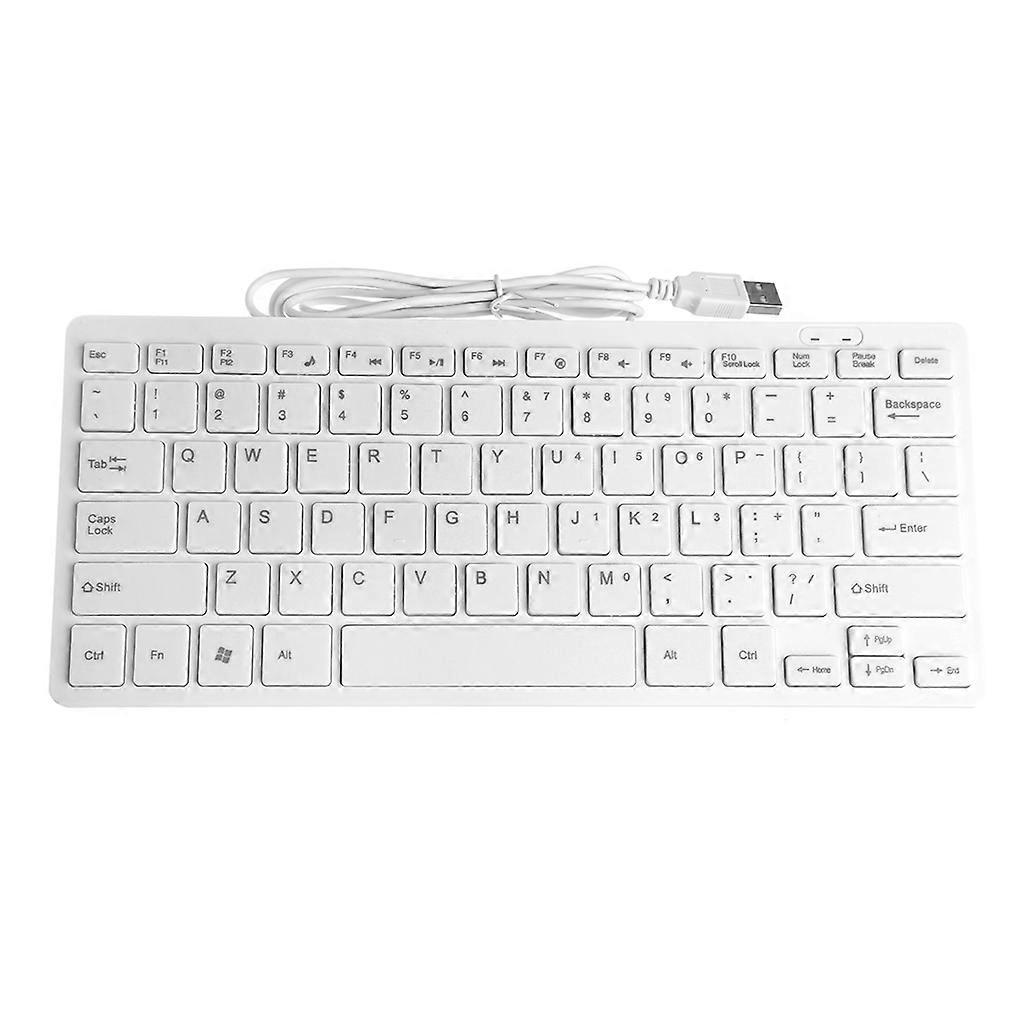 Mini Slim Multimedia USB Wired External Keyboard For Notebook Laptop PC Computer  White