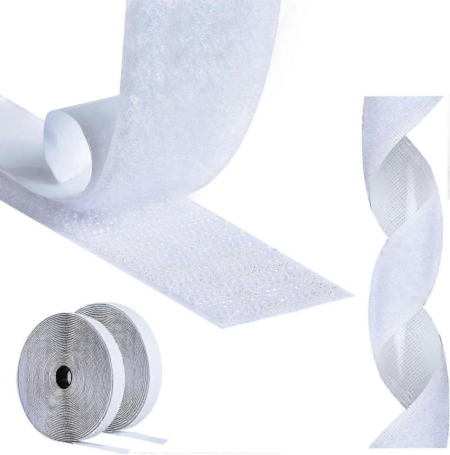 White Double Sided Anti Scratch Tape 25m, Self Adhesive Hook and Loop Tape 25mm, Strong Anti Scratch Tape for Home Use