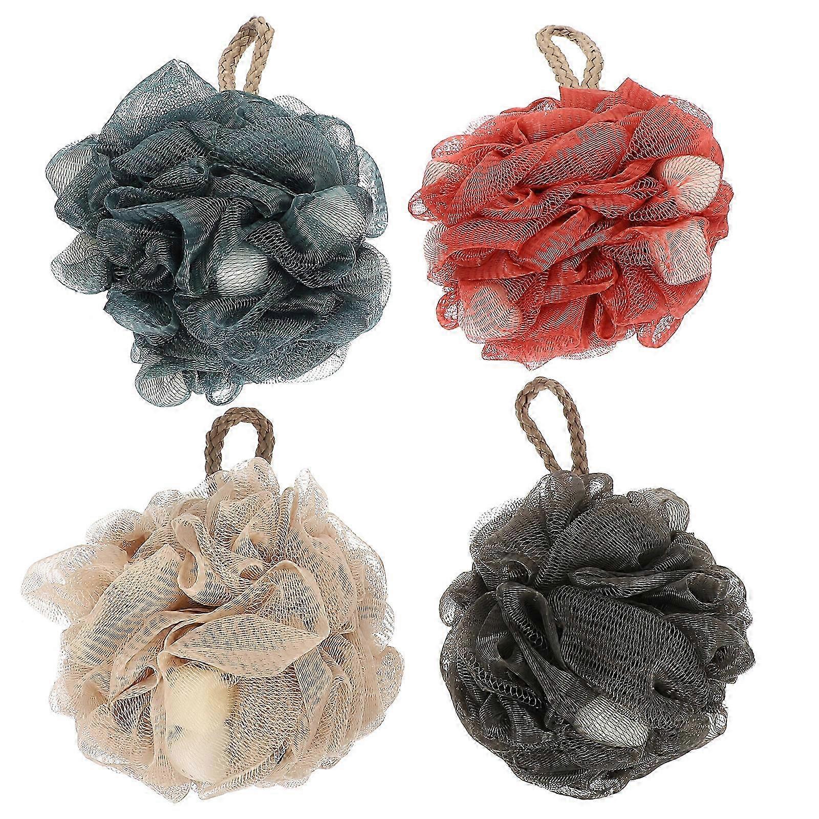 4 Τμχ Mesh Mesh Douf Pouf Απολεπιστικό Λουτρό Scrubber 11X11X11CM