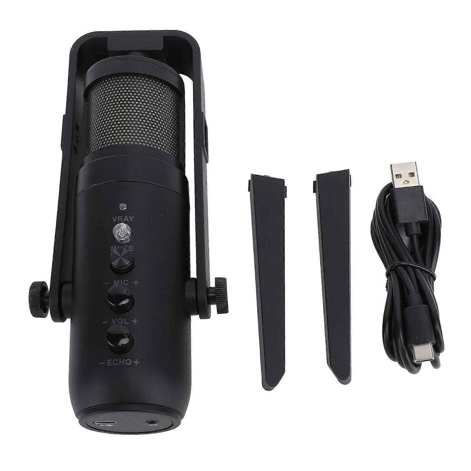 USB Gaming Microphone with HiFi Sound, Colorful Lights, and Shock Absorbing Stand