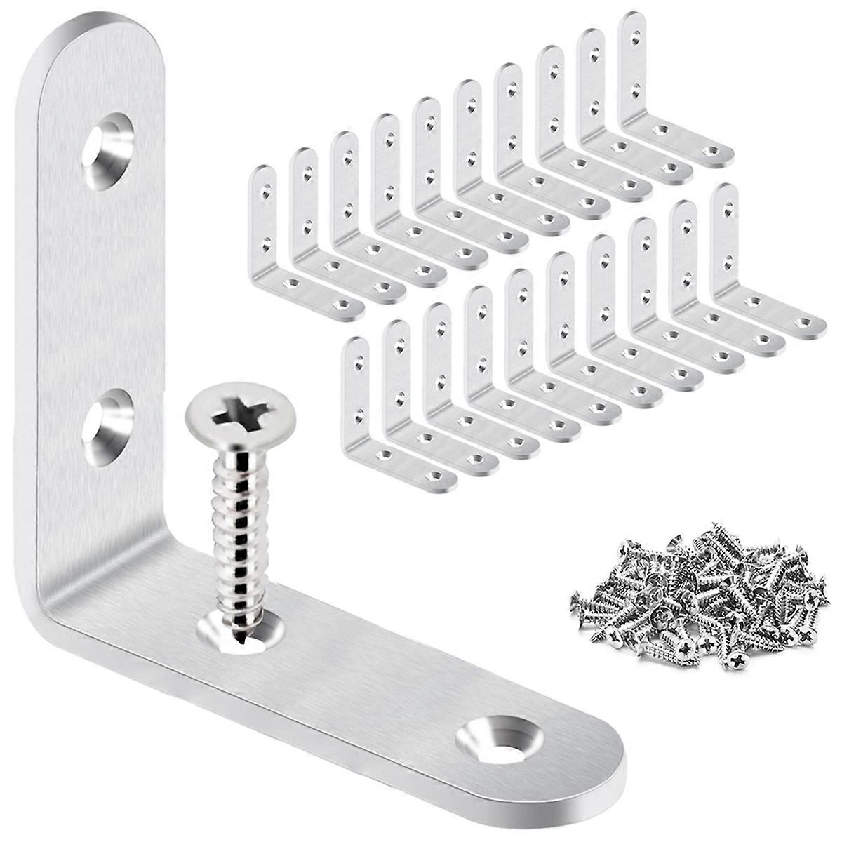L-Shape Bracket with Screw for Wooden Table, Dressing Table, 20PCS