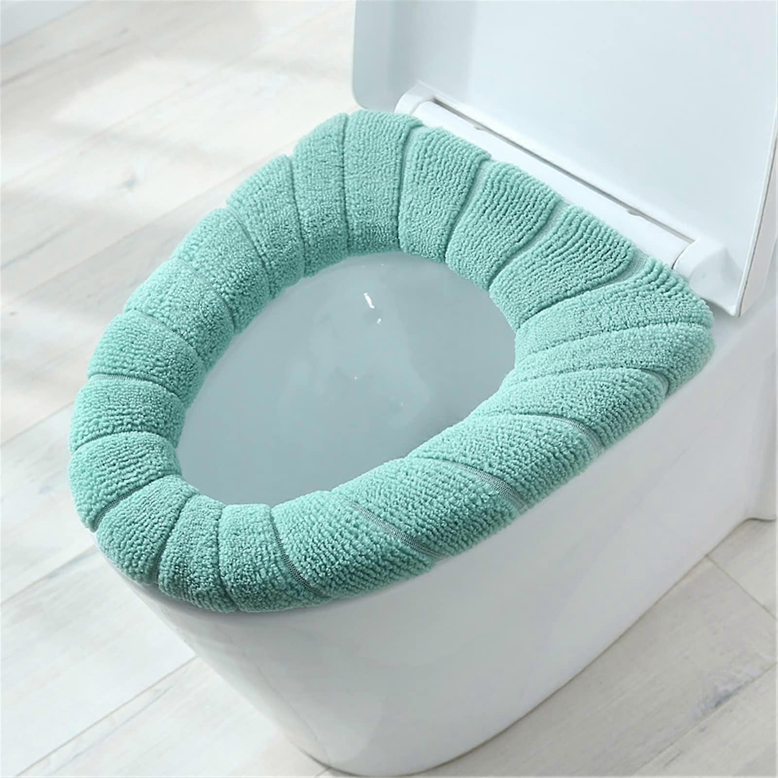 Abattant WC universel HTRJAPL avec poignée, tapis épais, doux, chaud, lavable, accessoires pour abattant WC, coussin de siège WC (vert)
