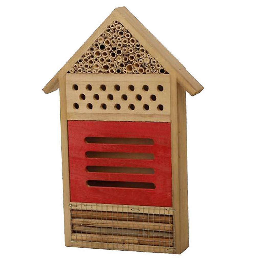 Wooden Insect House Insect Hotel Nesting Box for Ladybirds, Bees, Beetles - Red Eco-Friendly Garden Decor