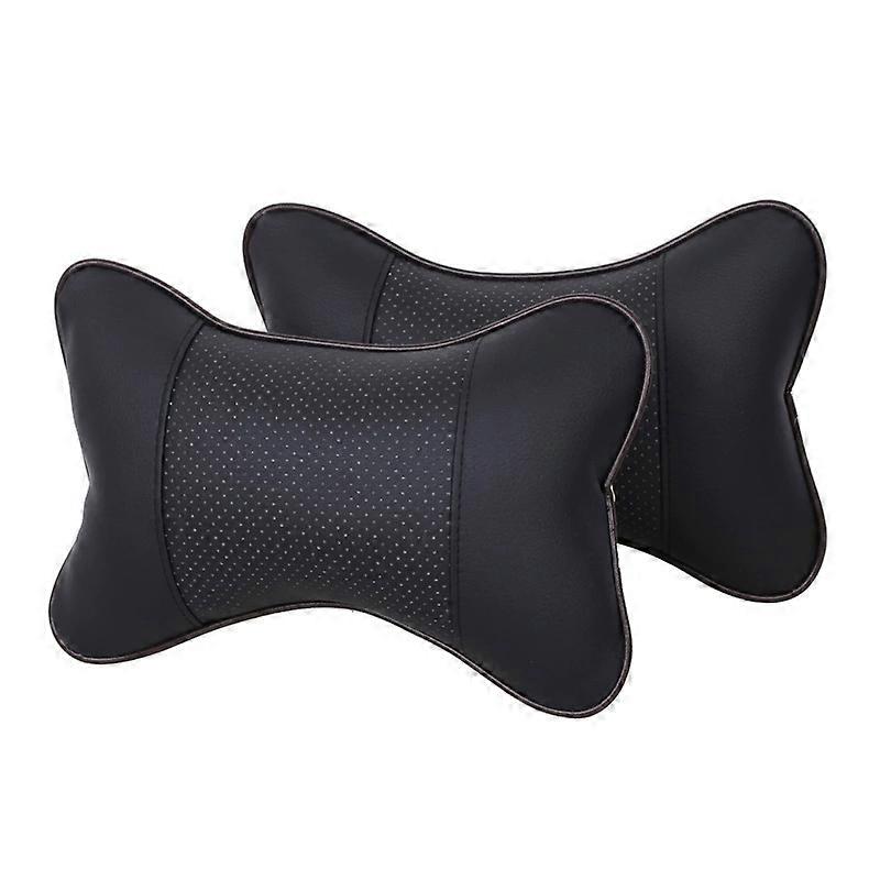 2PCS PU Leather Car Neck Pillow, Neck Decrease Pillow, Headrest