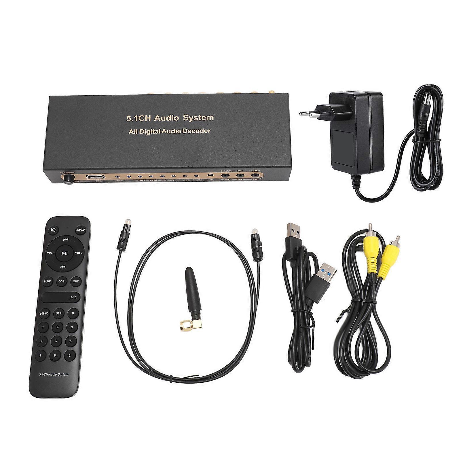 5.1 Channel Sound Decoder 192Khz 24Bit HD Multimedia Interface 4K ARC Optical Fiber Coaxial Analog Audio Decoder System EU Plug