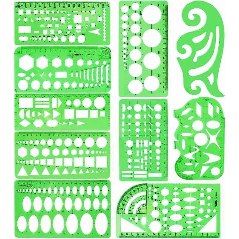 10pcs Plastic Measurement Templates, Circular, for Drawing, Office Use