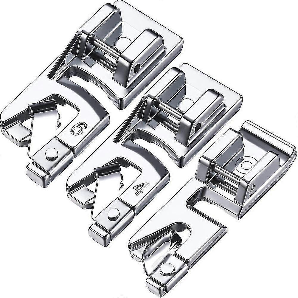 3pcs Narrow Rolled Hem Presser Foot Set for Sewing Machine - Silver