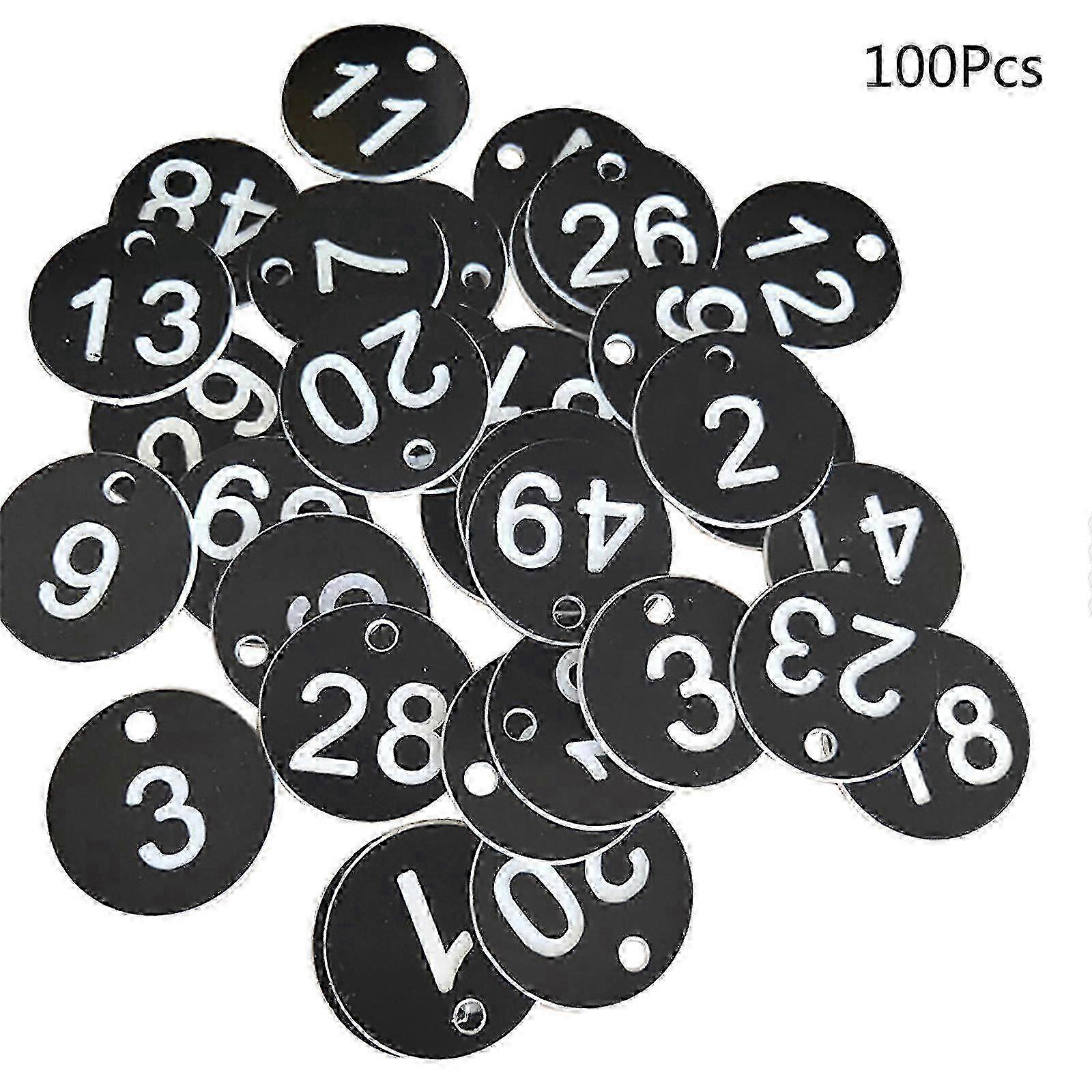 100pcs Engraved Plastic Id Number Tags 1 - 100 Key Ring Tags