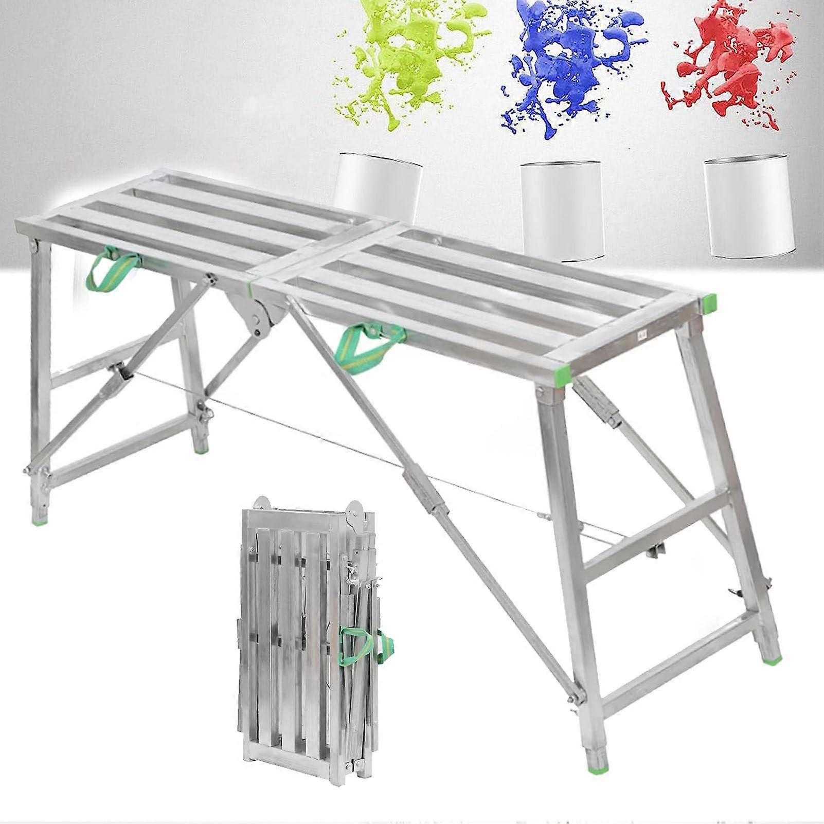 Adjustable multipurpose work platform, portable, foldable stepladder made of steel with nonslip step for cleaning motorhomes and high painting