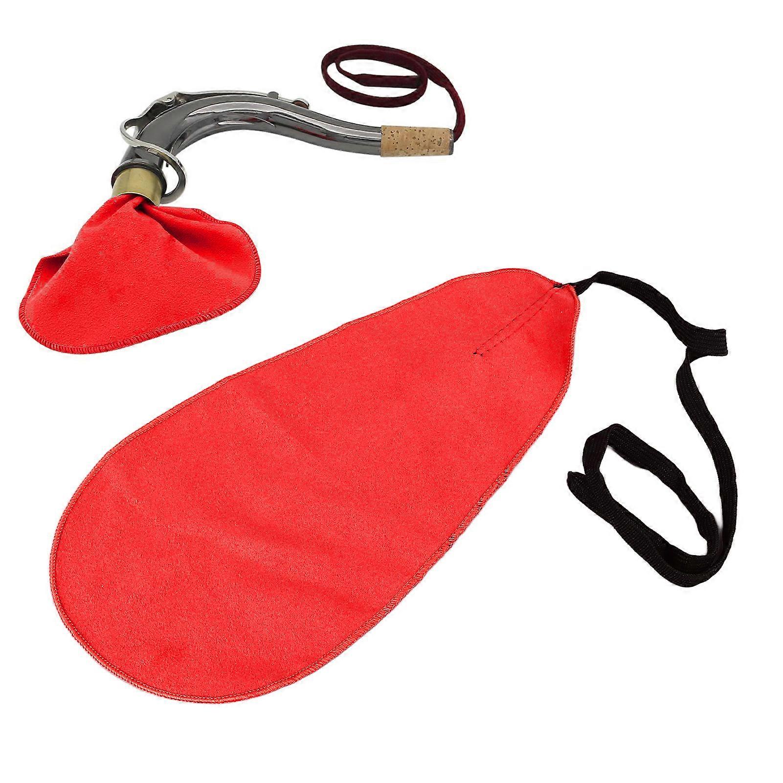 Red Suede Saxophone Cleaning Cloth A-Shape Tool for Piccolo Flute