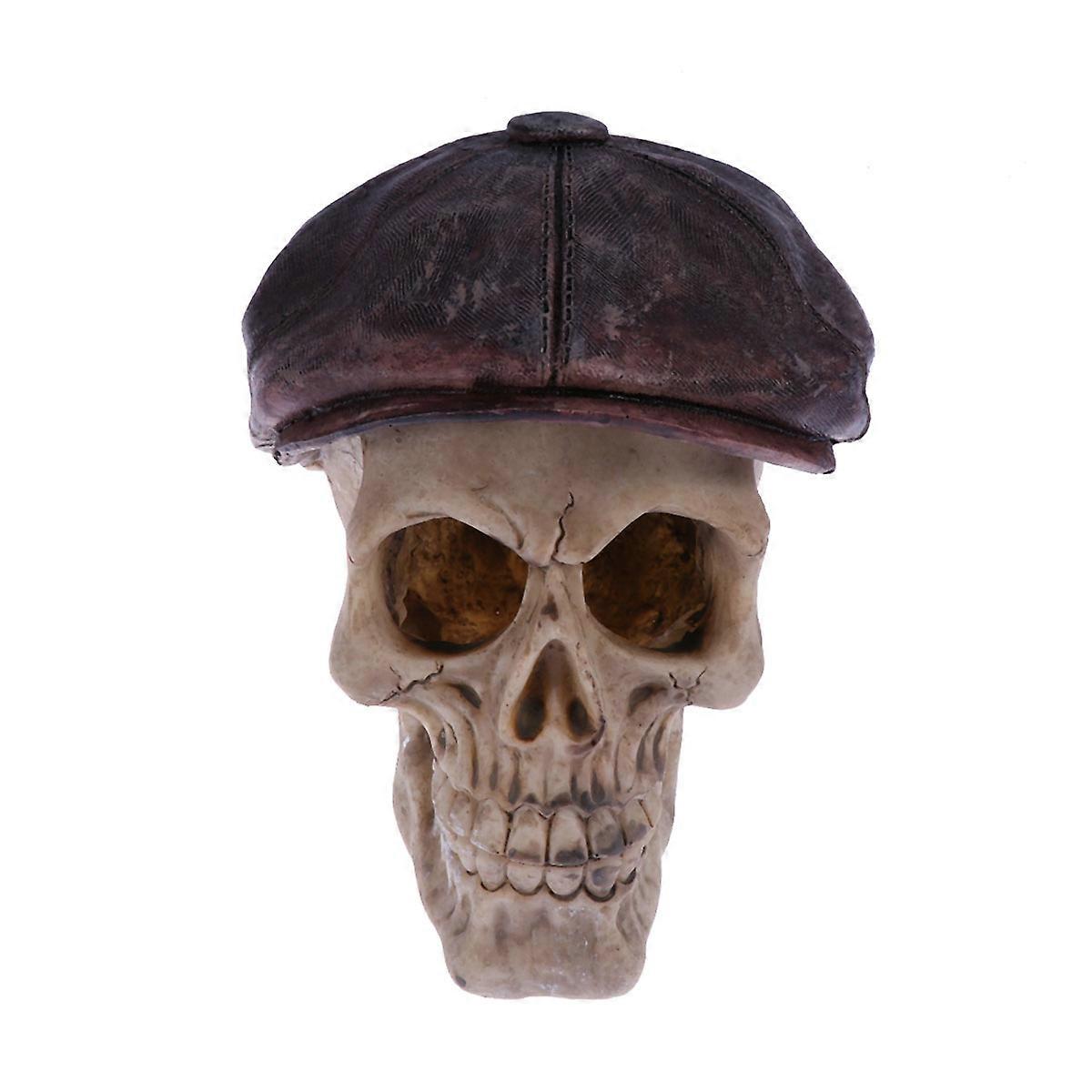 Fish Tank Decoration Skeleton Head Synthetic Resin Aquarium Turtle Tank Shelter Coffee Color 1Set