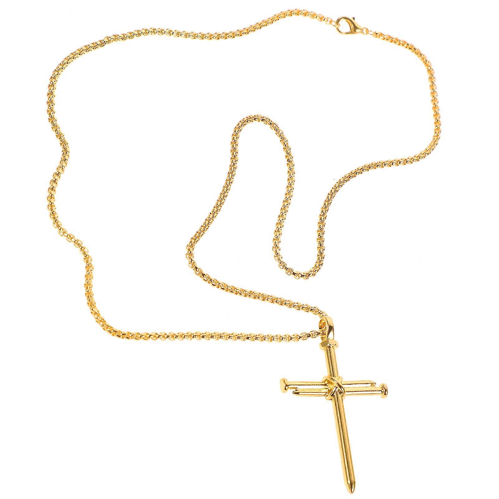 Men Chains Necklace Punk Style Cross Shape Alloy 4 6x3 4cm 1Pack