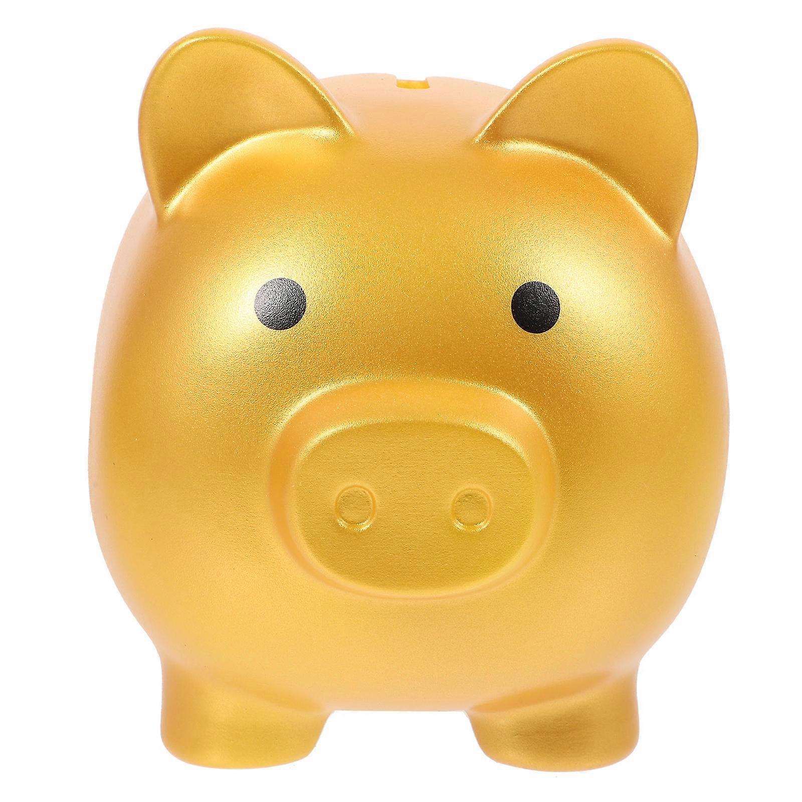 Pig-Shaped Money Box Charming Pig Design Vinyl Piggy Bank Golden Color for Storage Usage