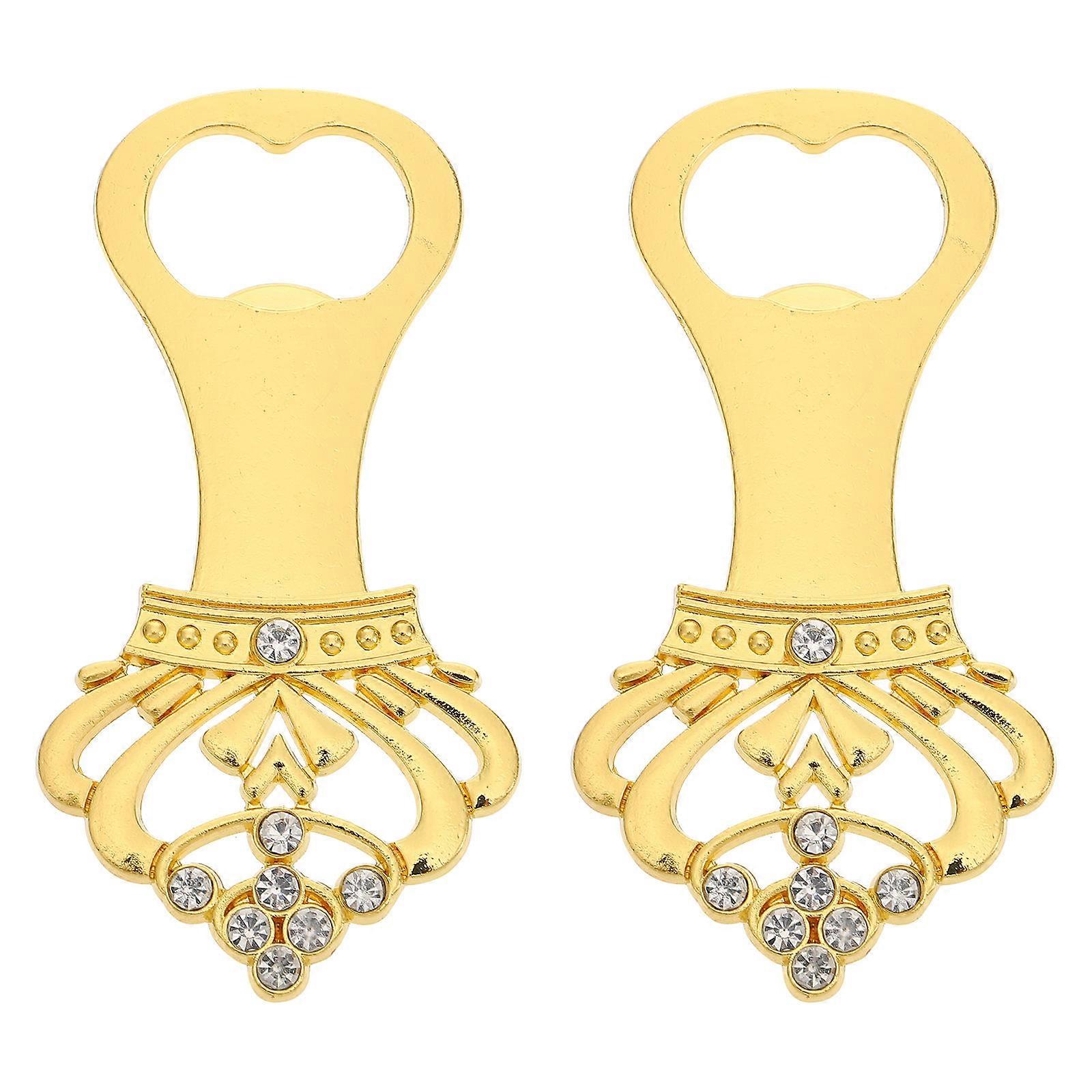 Golden Unique Crown Bottle Opener for Home Use Alloy Practical Design Easy to Store and Carry 2pcs
