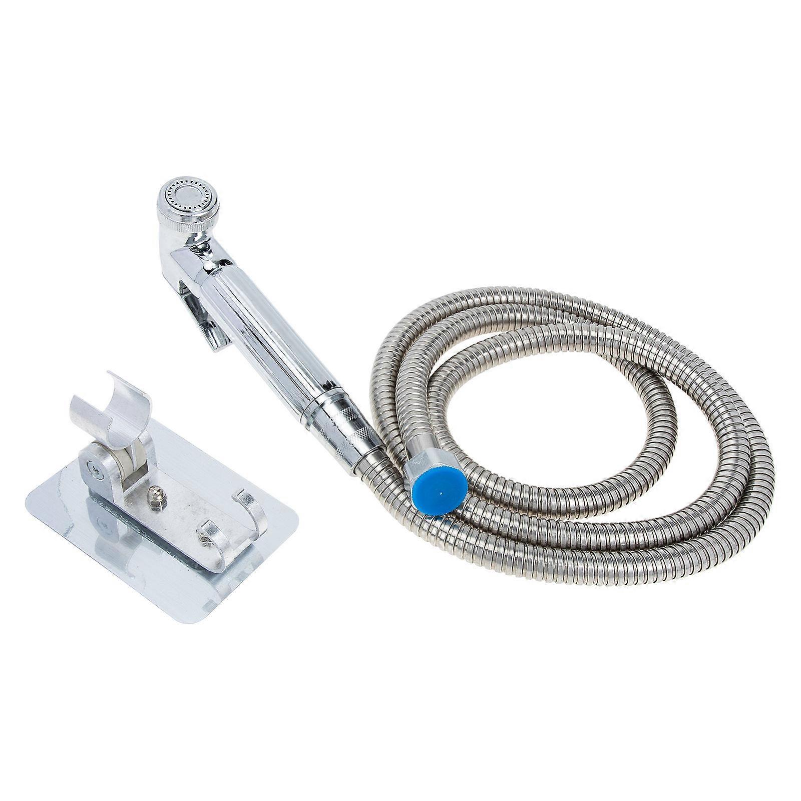 トイレワッシャーハンドヘルドビデ噴霧器バスルームツール家庭用クリーニング用13x6cmシルバー1セット