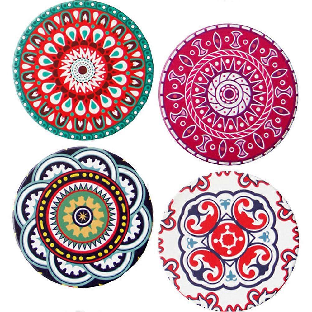 4pcs Round Ceramic Coasters with Nonslip Heat Insulation and Absorbent Design for Drinks, Protects Tabletops for Home and Outdoor Use