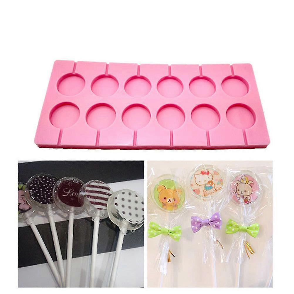 قوالب مصاصة سيليكون 12 عبوة وردية مستديرة لقوالب الحلوى وصب الشوكولاتة