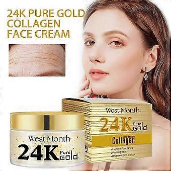 Crema de colágeno con oro de 24 quilates para el rostro, reduce manchas de la edad, líneas de expresión y arrugas, reafirma, mejora la elasticidad de la piel, crema antiarrugas-M