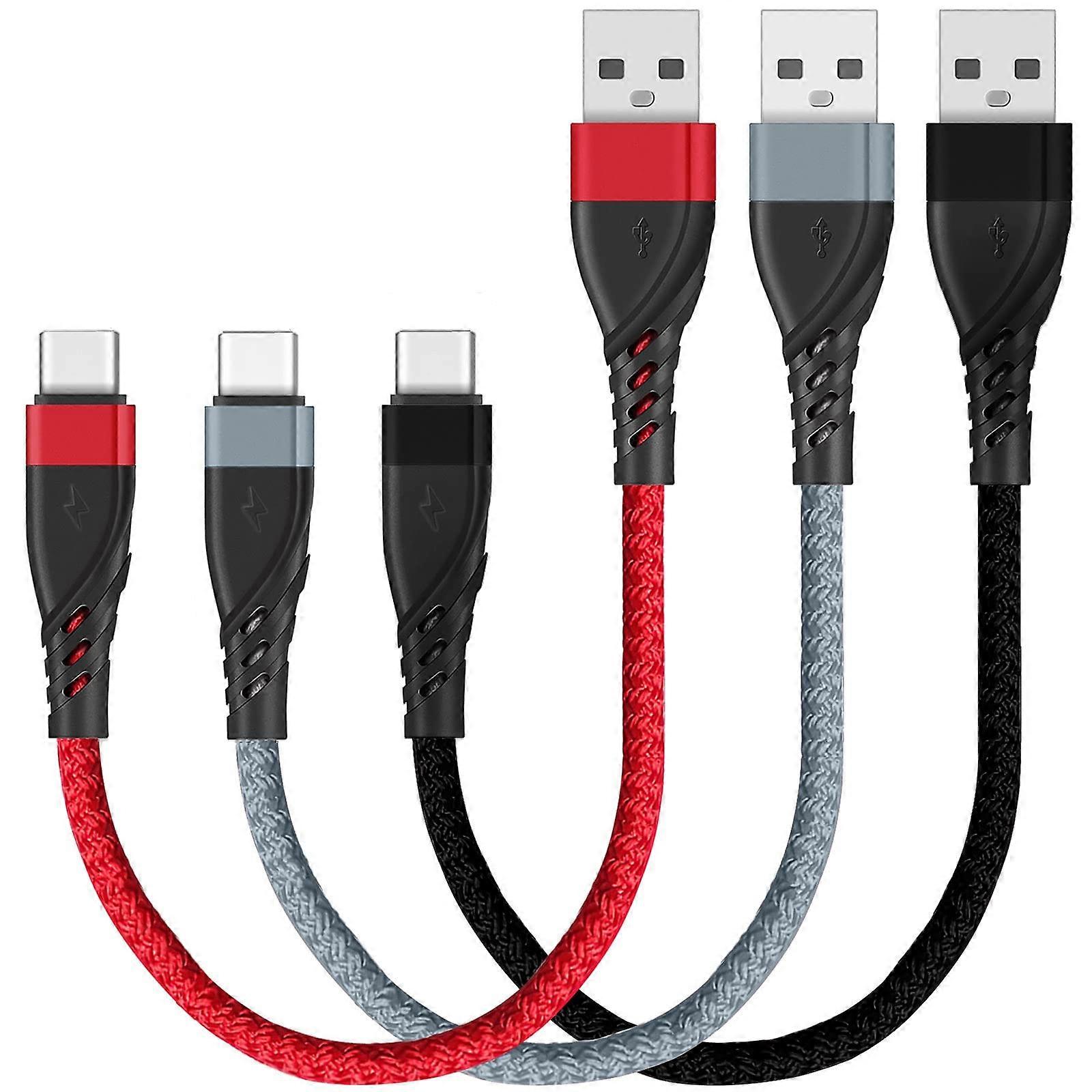 USB C Cable Short 0.3m Pack of 3 Braided Nylon Quick Charge USB Type C Data Cable for Samsung Galaxy S20 S10 Note 10 Huawei P20 Google Pixel 3