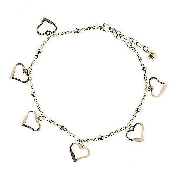 4x27cm Gold Heart Crystal Anklets Fancy Craft Adjustable Metal Ankle Chain