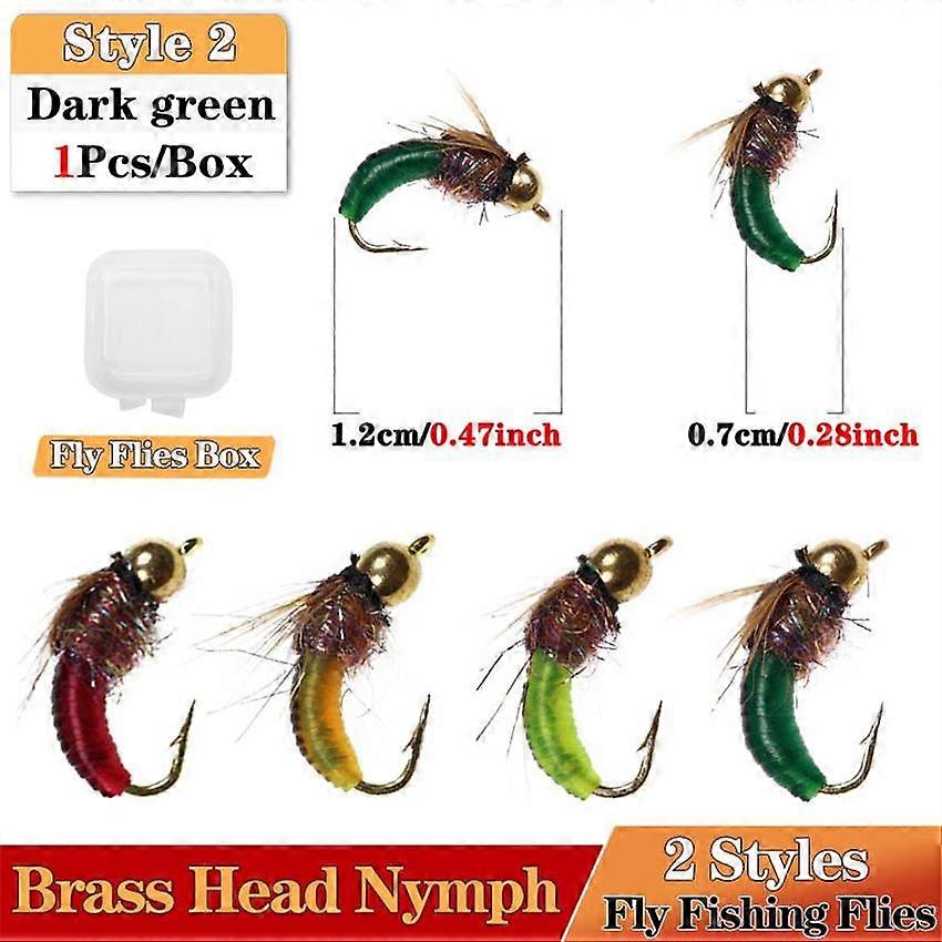1Pcs #10 Brass Bead Head Fast Sinking Nymph Maggots Bug Worm Flies Trout Fly Fishing Lure Bait