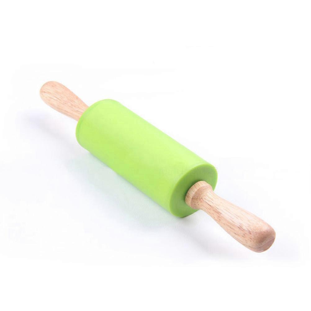 Non-Stick Rolling Pin Kitchen Accessory For Baking Green 22.5 X 4.3 X 4.3 Cm Wooden Handle Design 1Pack
