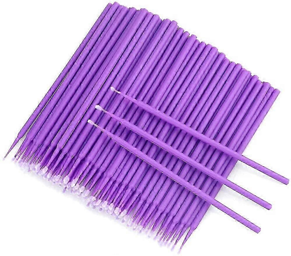 200PCS Micro Applicators Brushes, Disposable Eyelash Extension Swabs for Eyelashes Extensions (Purple)